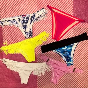 Victoria’s Secret Swim Bikini Bottoms Set Lot Bundle Neon Yellow Pink White 6 XS